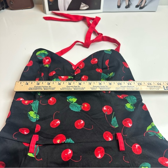 Collectif Red Dress with Cherry Print - Picture 5 of 13